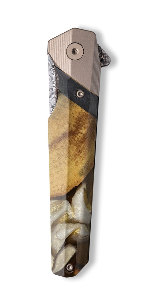 Live Edge Wood+Resin Pocket Knife - Roland (Black & White, 710222)