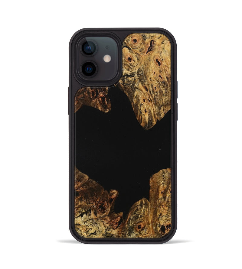 iPhone 12 Wood+Resin Phone Case - Sage (Pure Black, 710264)