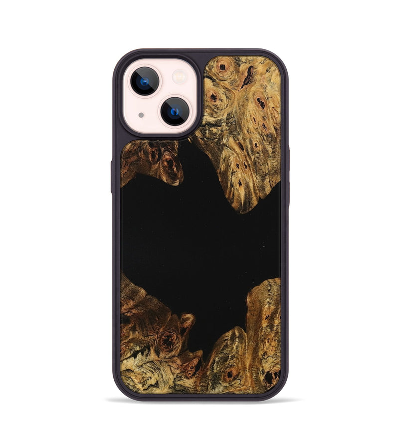 iPhone 14 Wood+Resin Phone Case - Sage (Pure Black, 710264)