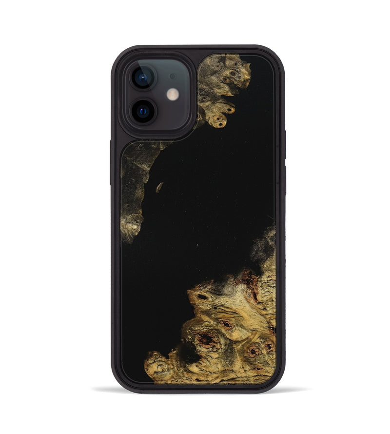 iPhone 12 Wood+Resin Phone Case - Lacy (Pure Black, 710274)