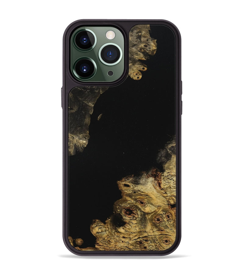 iPhone 13 Pro Max Wood+Resin Phone Case - Lacy (Pure Black, 710274)