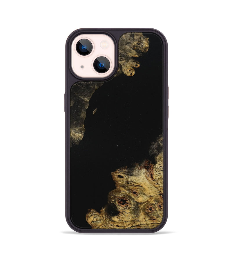 iPhone 14 Wood+Resin Phone Case - Lacy (Pure Black, 710274)