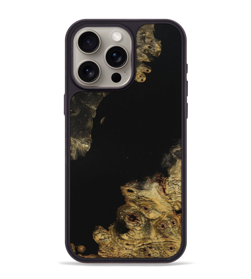 iPhone 15 Pro Max Wood+Resin Phone Case - Lacy (Pure Black, 710274)
