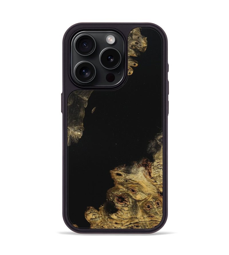 iPhone 15 Pro Wood+Resin Phone Case - Lacy (Pure Black, 710274)