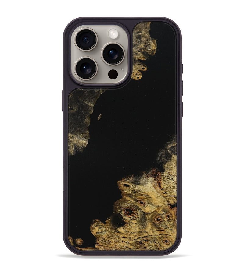 iPhone 16 Pro Max Wood+Resin Phone Case - Lacy (Pure Black, 710274)