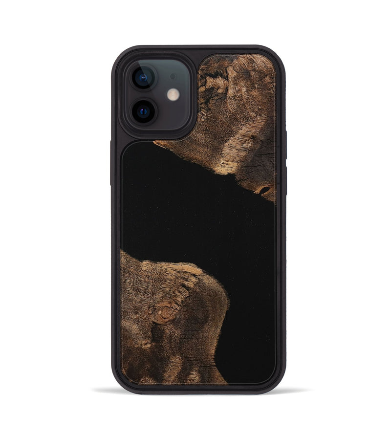 iPhone 12 Wood+Resin Phone Case - Angelique (Pure Black, 710282)