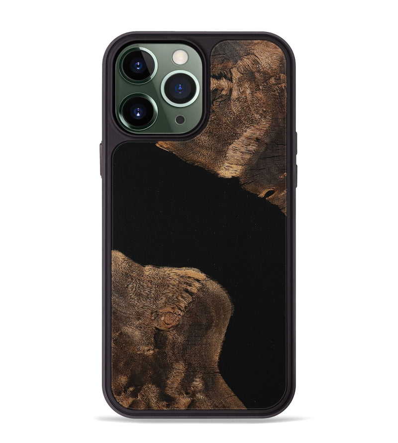 iPhone 13 Pro Max Wood+Resin Phone Case - Angelique (Pure Black, 710282)