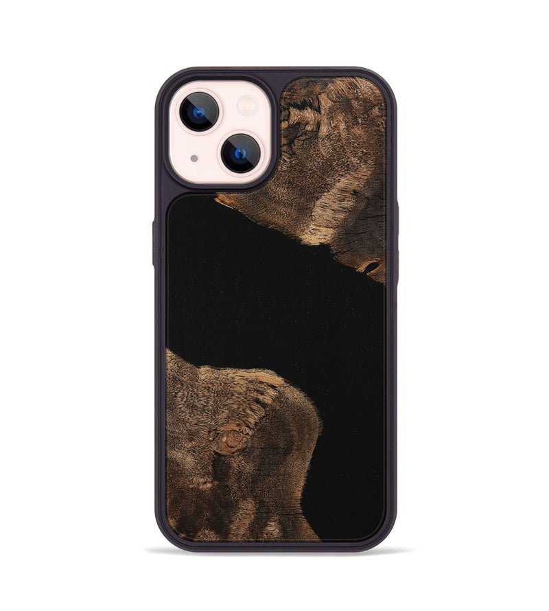 iPhone 14 Wood+Resin Phone Case - Angelique (Pure Black, 710282)