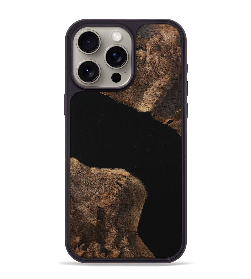 iPhone 15 Pro Max Wood+Resin Phone Case - Angelique (Pure Black, 710282)