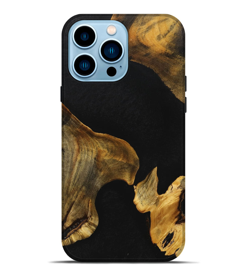 iPhone 14 Pro Max Wood+Resin Live Edge Phone Case - Willie (Pure Black, 710290)