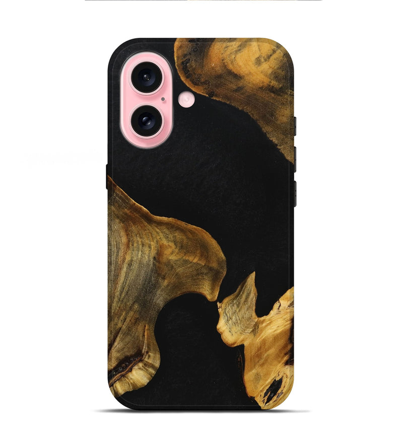 iPhone 16 Wood+Resin Live Edge Phone Case - Willie (Pure Black, 710290)