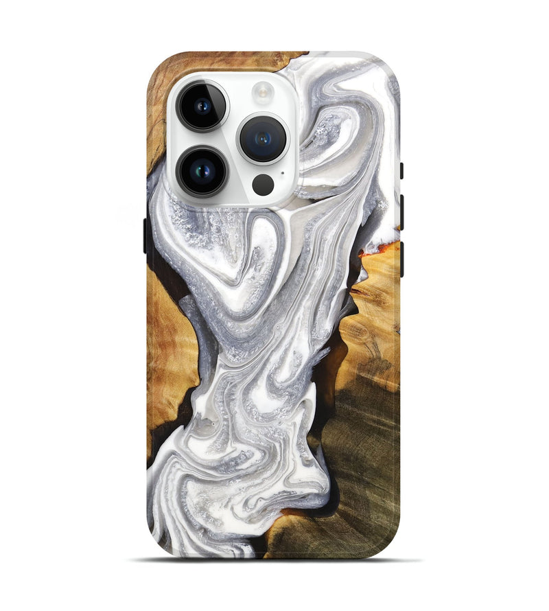 iPhone 15 Pro Wood+Resin Live Edge Phone Case - Walter (Black & White, 710305)