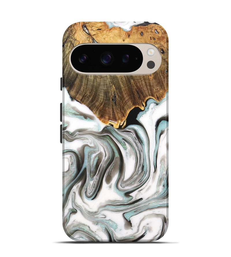 Pixel 9 Wood+Resin Live Edge Phone Case - Latasha (Black & White, 710306)