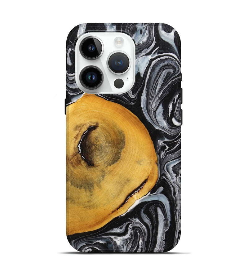 iPhone 15 Pro Wood+Resin Live Edge Phone Case - Conner (Black & White, 710311)