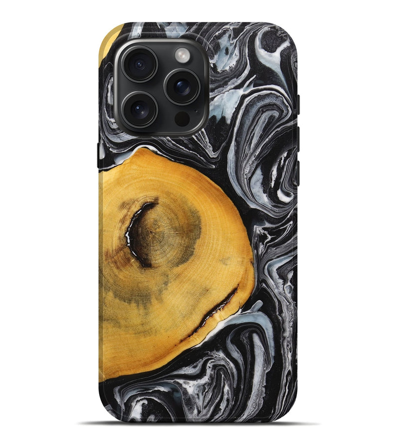 iPhone 16 Pro Max Wood+Resin Live Edge Phone Case - Conner (Black & White, 710311)