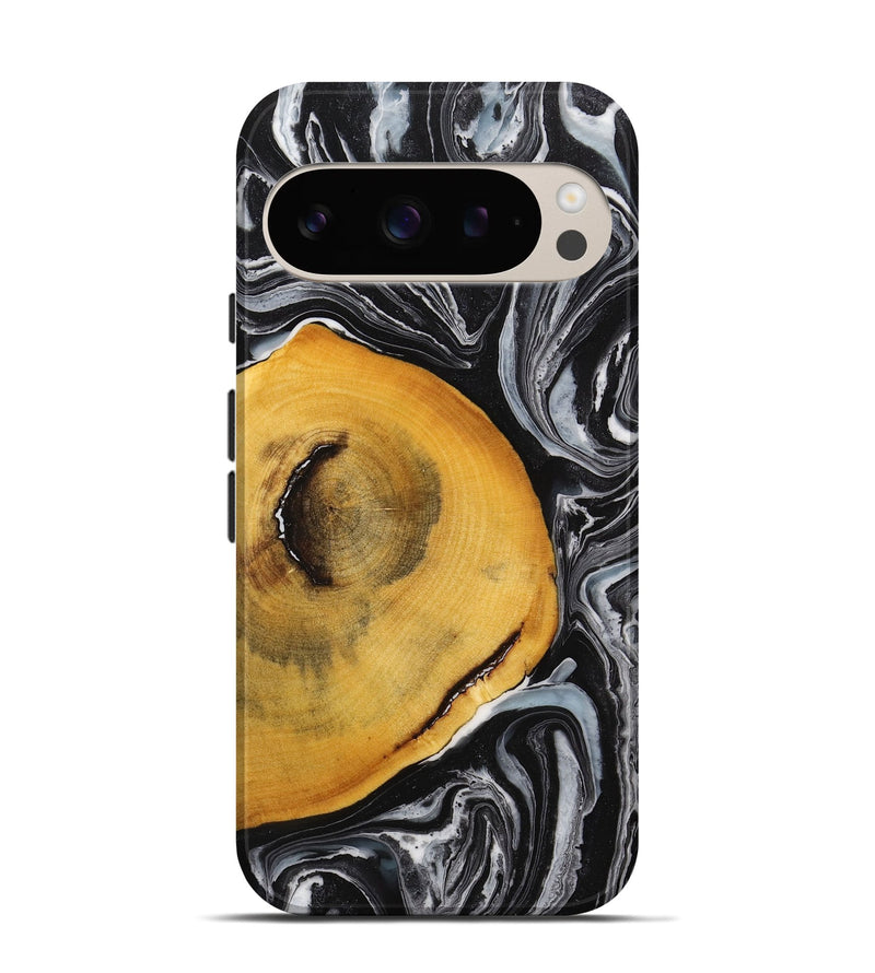 Pixel 9 Wood+Resin Live Edge Phone Case - Conner (Black & White, 710311)