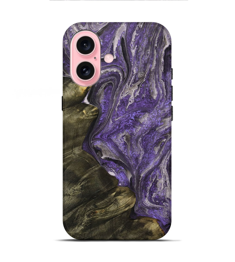 iPhone 16 Wood+Resin Live Edge Phone Case - Jamie (Purple, 710321)