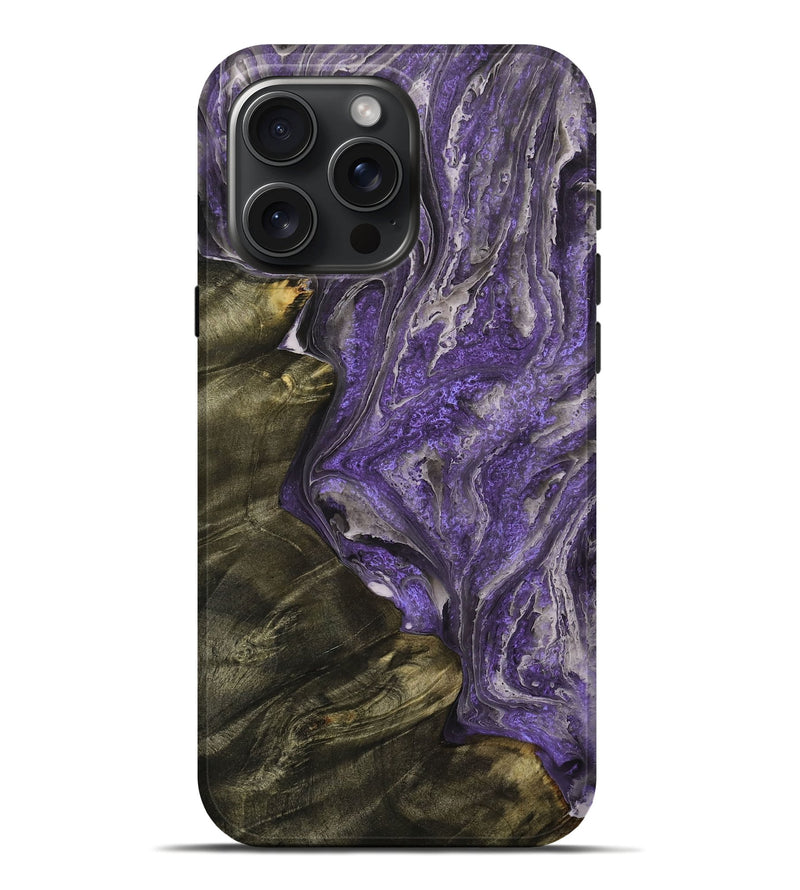 iPhone 16 Pro Max Wood+Resin Live Edge Phone Case - Jamie (Purple, 710321)