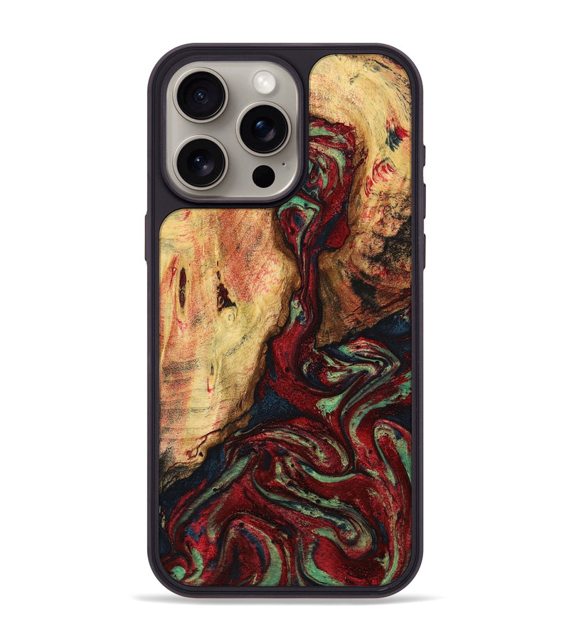 iPhone 15 Pro Max Wood+Resin Phone Case - Jenny (Red, 710365)