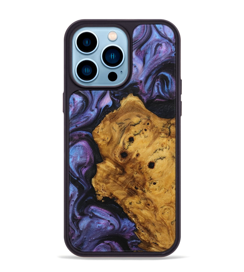 iPhone 14 Pro Max Wood+Resin Phone Case - Ezequiel (Purple, 710389)