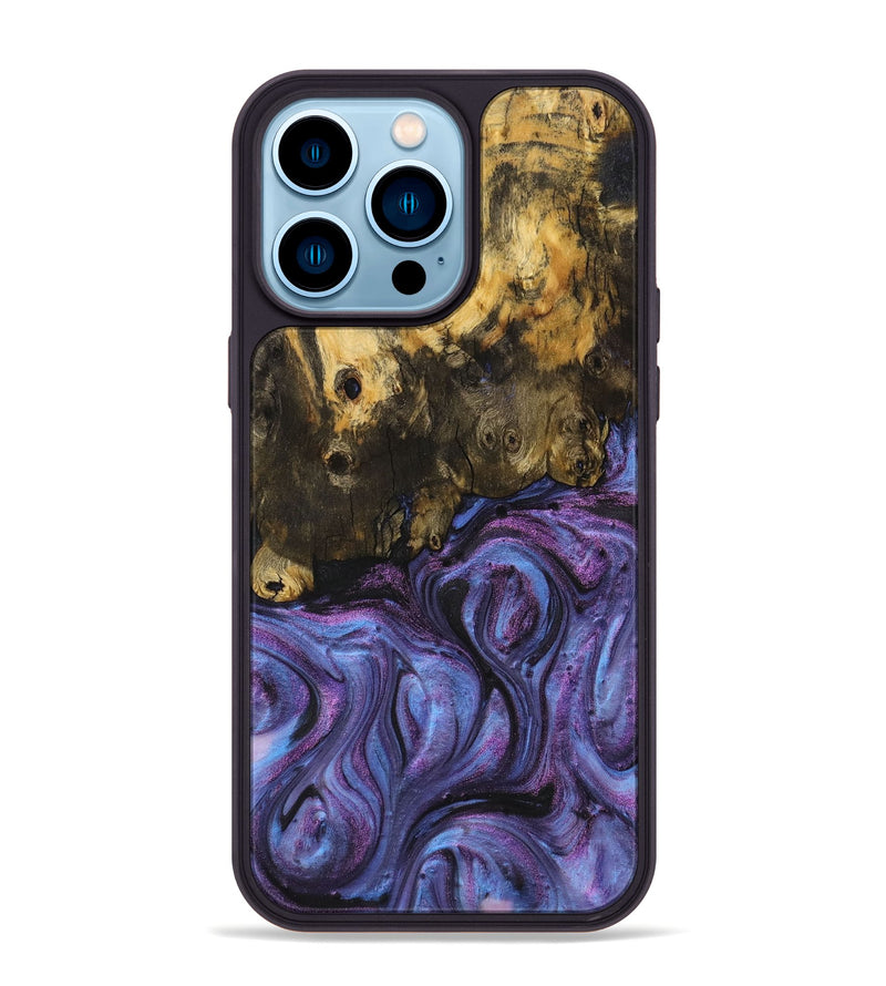 iPhone 14 Pro Max Wood+Resin Phone Case - Kristopher (Purple, 710395)