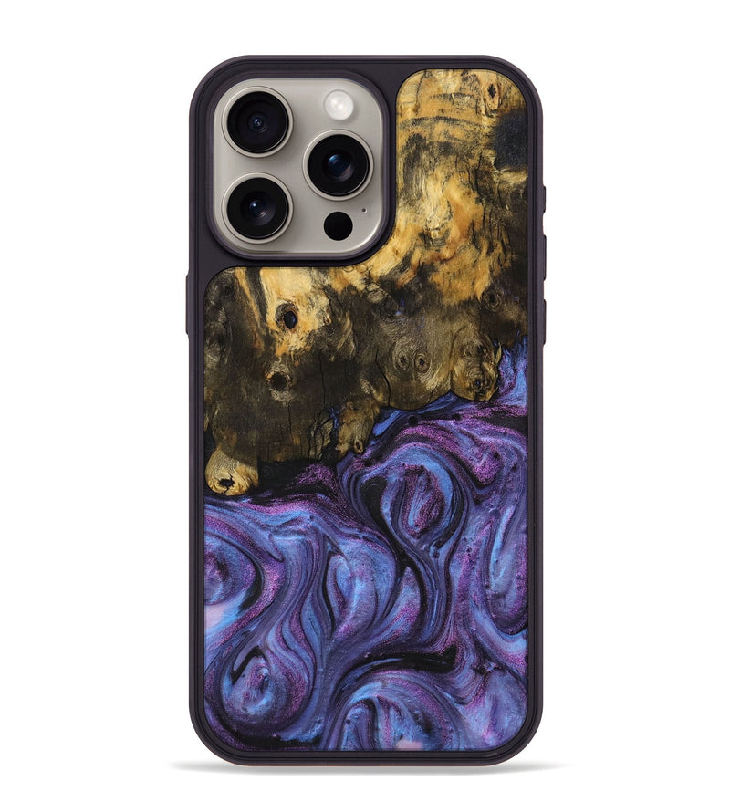 iPhone 15 Pro Max Wood+Resin Phone Case - Kristopher (Purple, 710395)