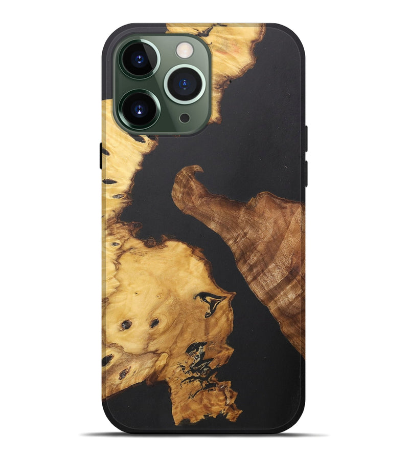 iPhone 13 Pro Max Wood+Resin Live Edge Phone Case - Dominic (Pure Black, 710422)