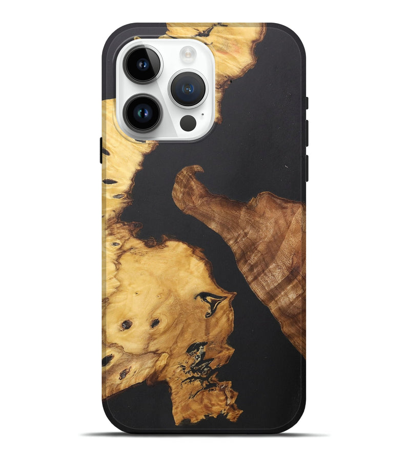 iPhone 15 Pro Max Wood+Resin Live Edge Phone Case - Dominic (Pure Black, 710422)