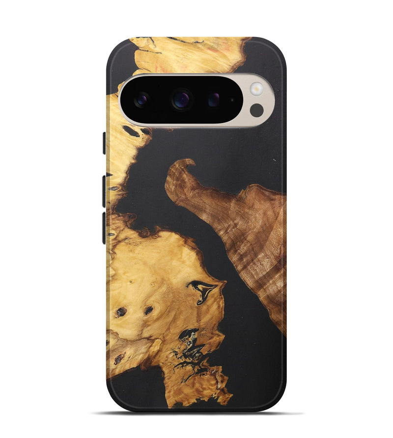 Pixel 9 Wood+Resin Live Edge Phone Case - Dominic (Pure Black, 710422)