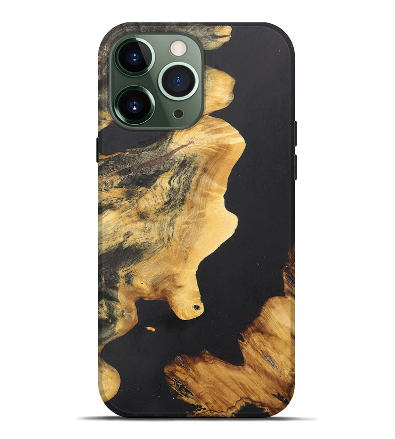 iPhone 13 Pro Max Wood+Resin Live Edge Phone Case - Denzel (Pure Black, 710423)