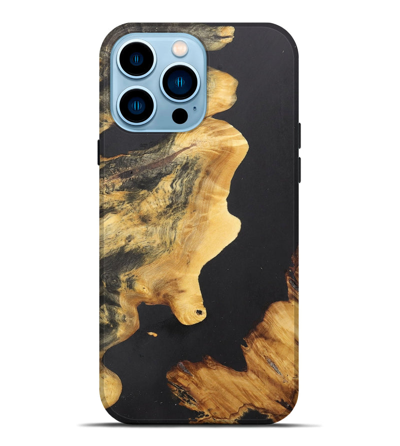 iPhone 14 Pro Max Wood+Resin Live Edge Phone Case - Denzel (Pure Black, 710423)