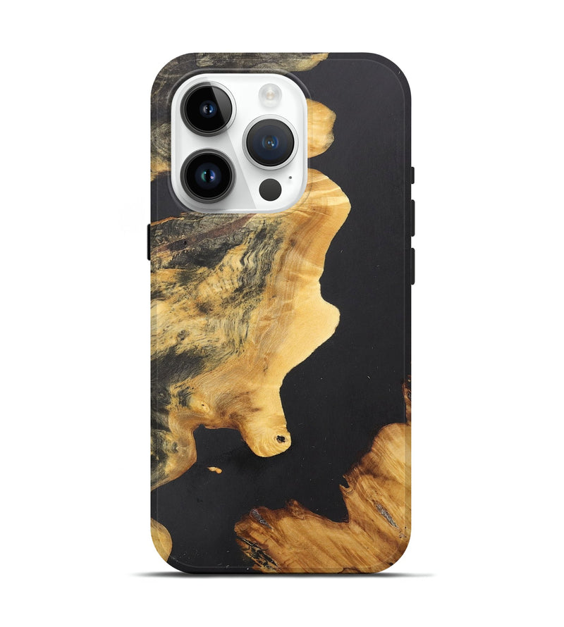 iPhone 15 Pro Wood+Resin Live Edge Phone Case - Denzel (Pure Black, 710423)