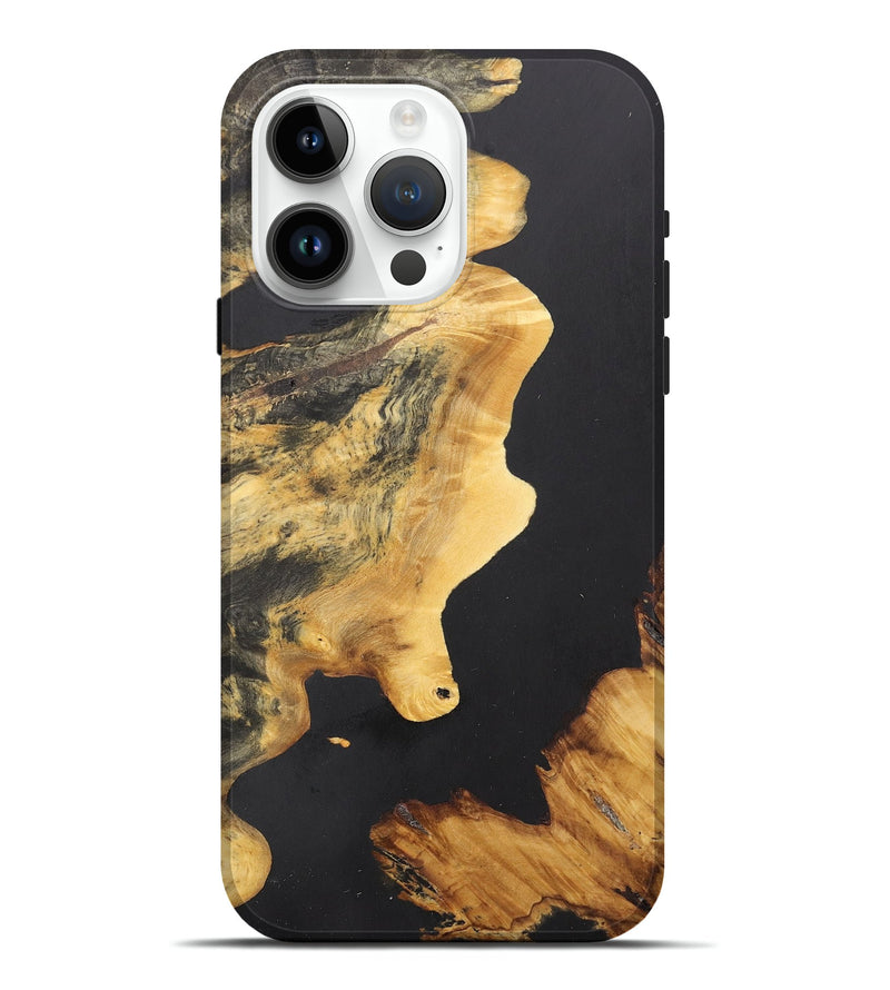 iPhone 15 Pro Max Wood+Resin Live Edge Phone Case - Denzel (Pure Black, 710423)