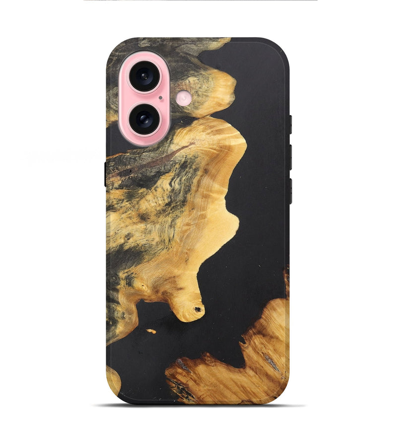 iPhone 16 Wood+Resin Live Edge Phone Case - Denzel (Pure Black, 710423)