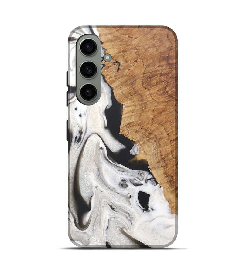 Galaxy S24 Wood+Resin Live Edge Phone Case - Shanice (Black & White, 710428)