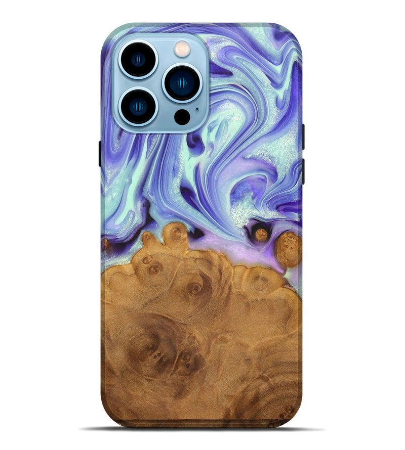 iPhone 14 Pro Max Wood+Resin Live Edge Phone Case - Sherry (Purple, 710435)