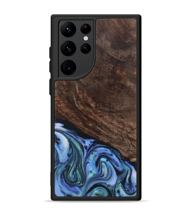 Galaxy S22 Ultra Wood+Resin Phone Case - Wayne (Blue, 710561)