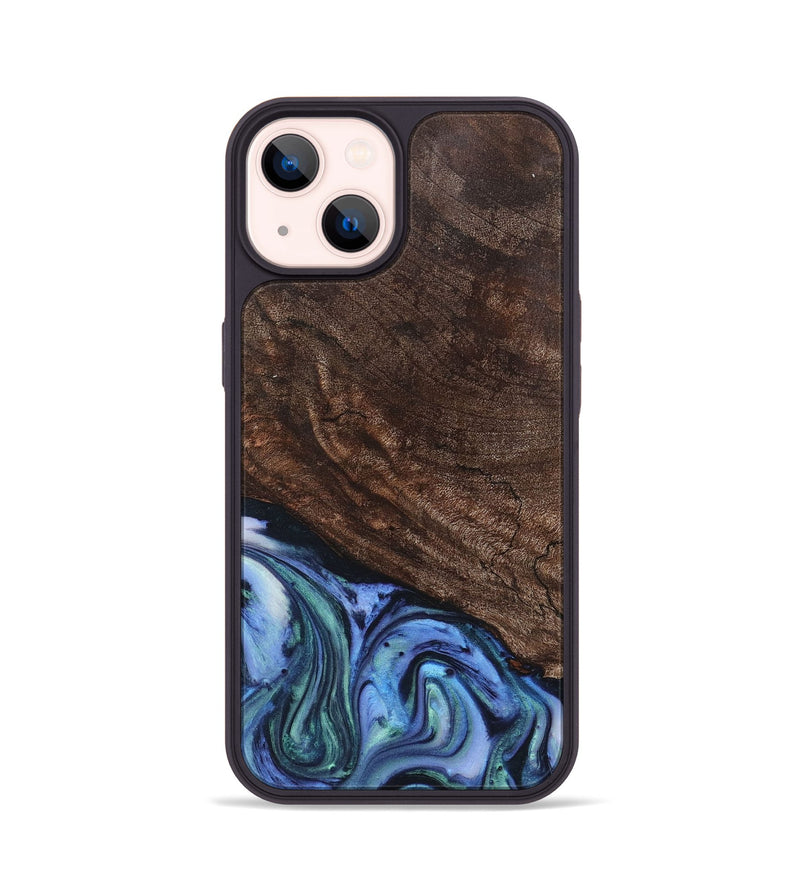 iPhone 14 Wood+Resin Phone Case - Wayne (Blue, 710561)