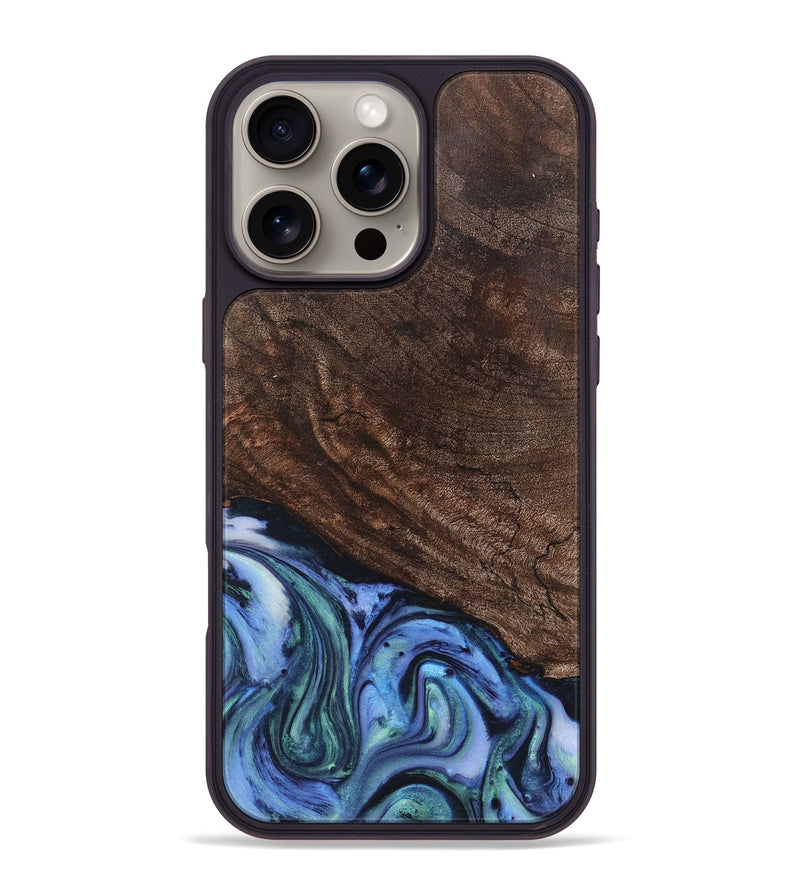 iPhone 16 Pro Max Wood+Resin Phone Case - Wayne (Blue, 710561)