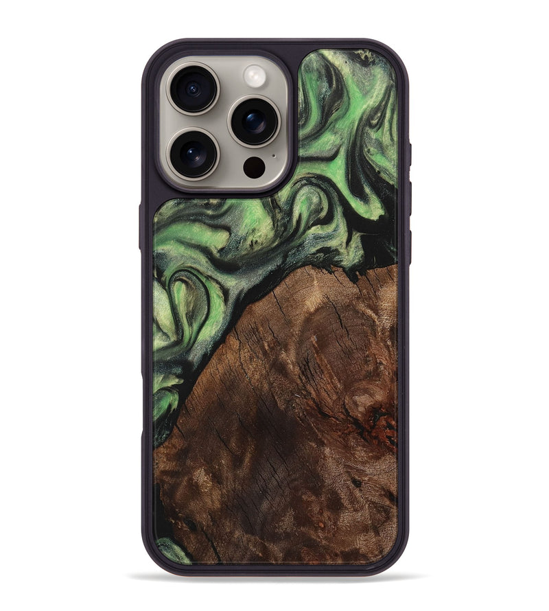 iPhone 16 Pro Max Wood+Resin Phone Case - Herman (Green, 710612)