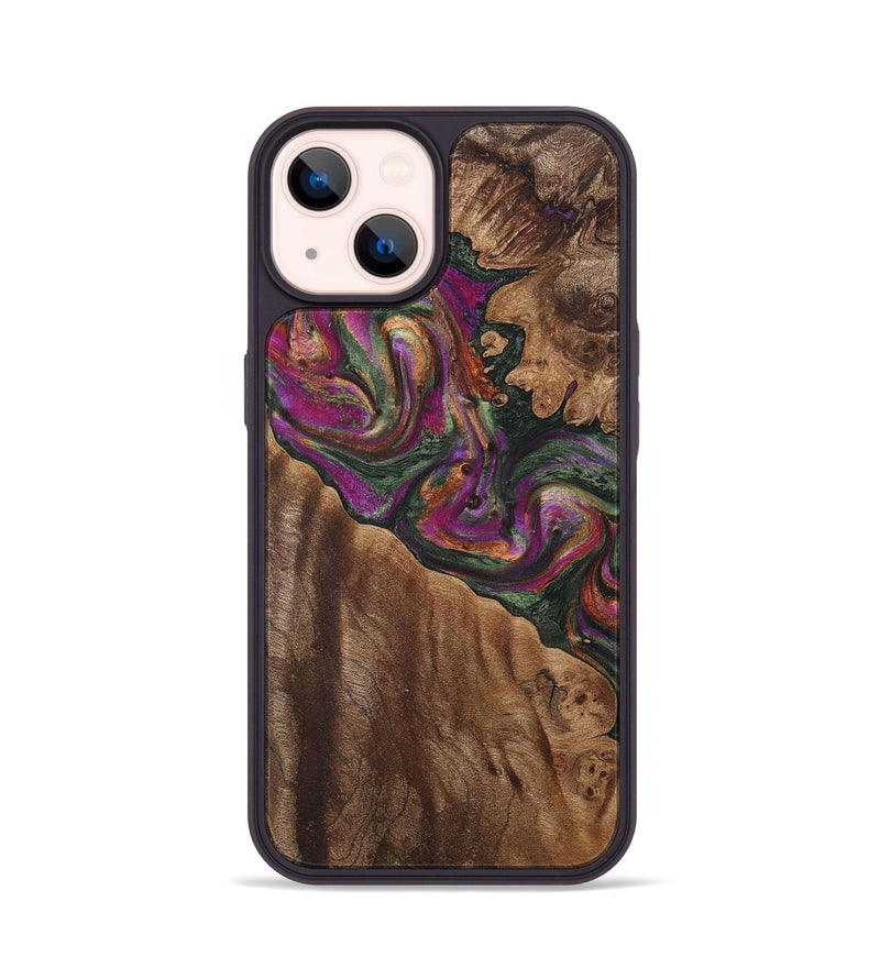 iPhone 14 Wood+Resin Phone Case - Kent (Green, 710633)