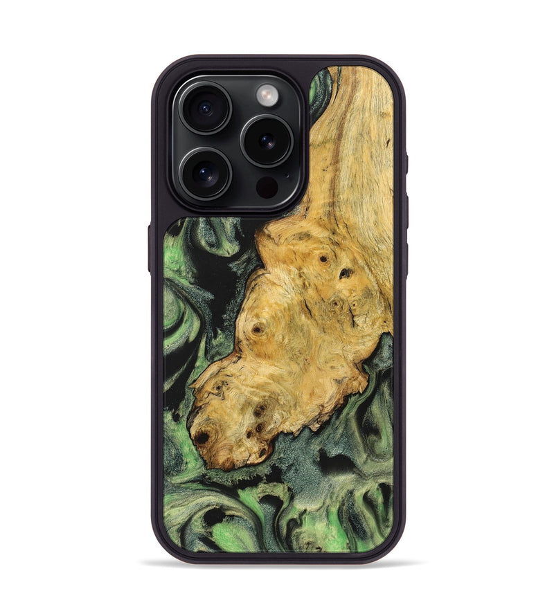 iPhone 15 Pro Wood+Resin Phone Case - Savanna (Green, 710638)