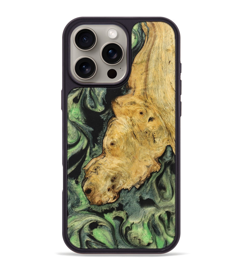 iPhone 16 Pro Max Wood+Resin Phone Case - Savanna (Green, 710638)