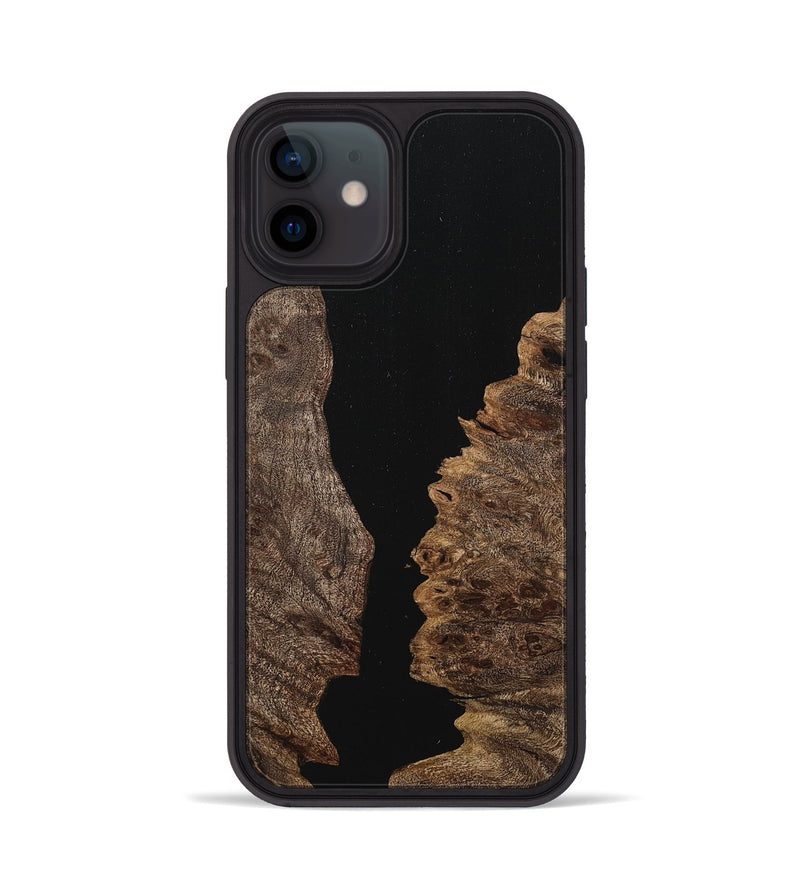 iPhone 12 Wood+Resin Phone Case - Kayla (Pure Black, 710835)