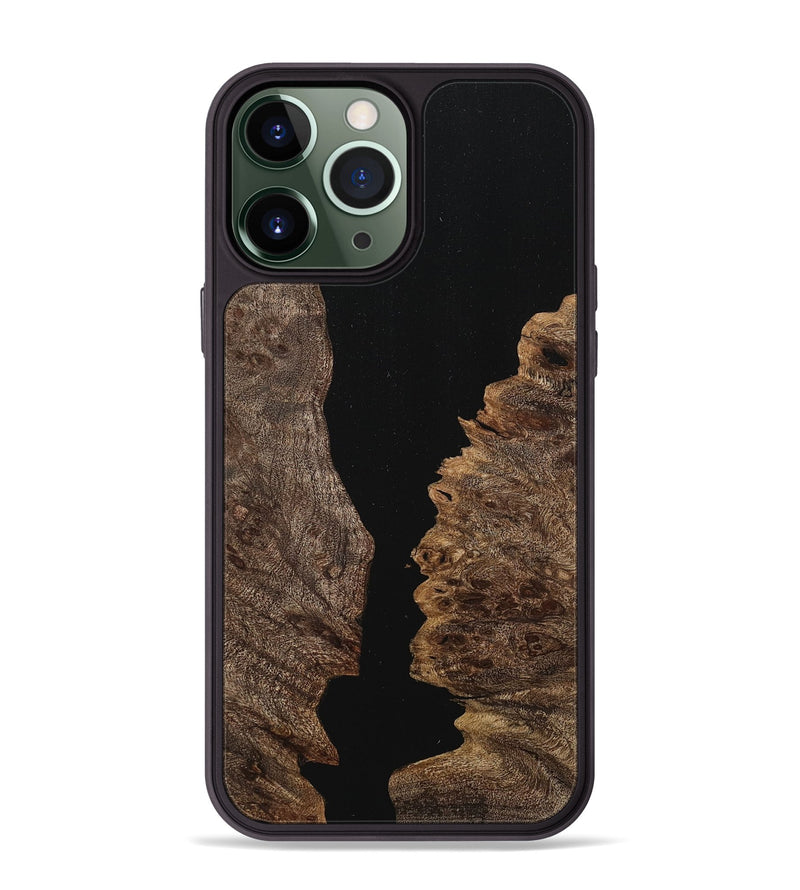 iPhone 13 Pro Max Wood+Resin Phone Case - Kayla (Pure Black, 710835)