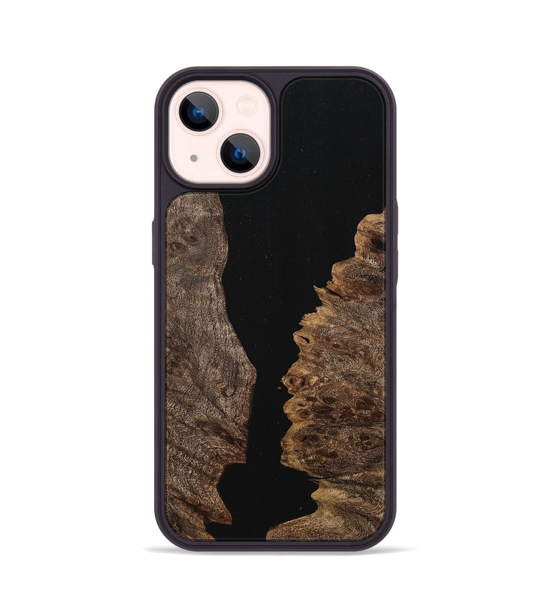 iPhone 14 Wood+Resin Phone Case - Kayla (Pure Black, 710835)