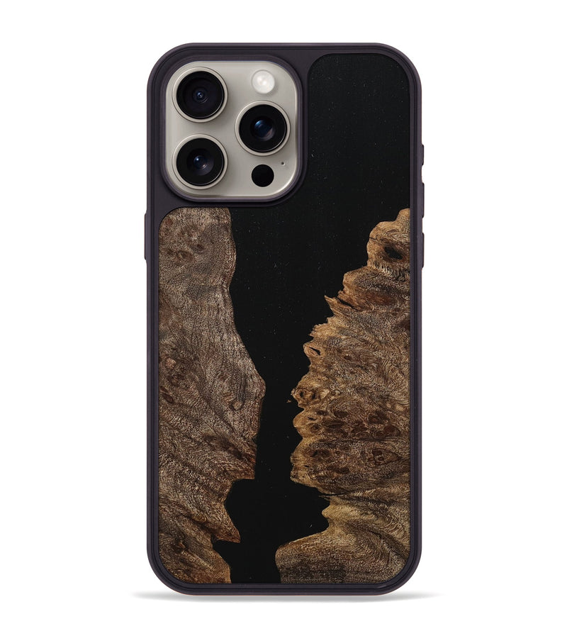 iPhone 15 Pro Max Wood+Resin Phone Case - Kayla (Pure Black, 710835)