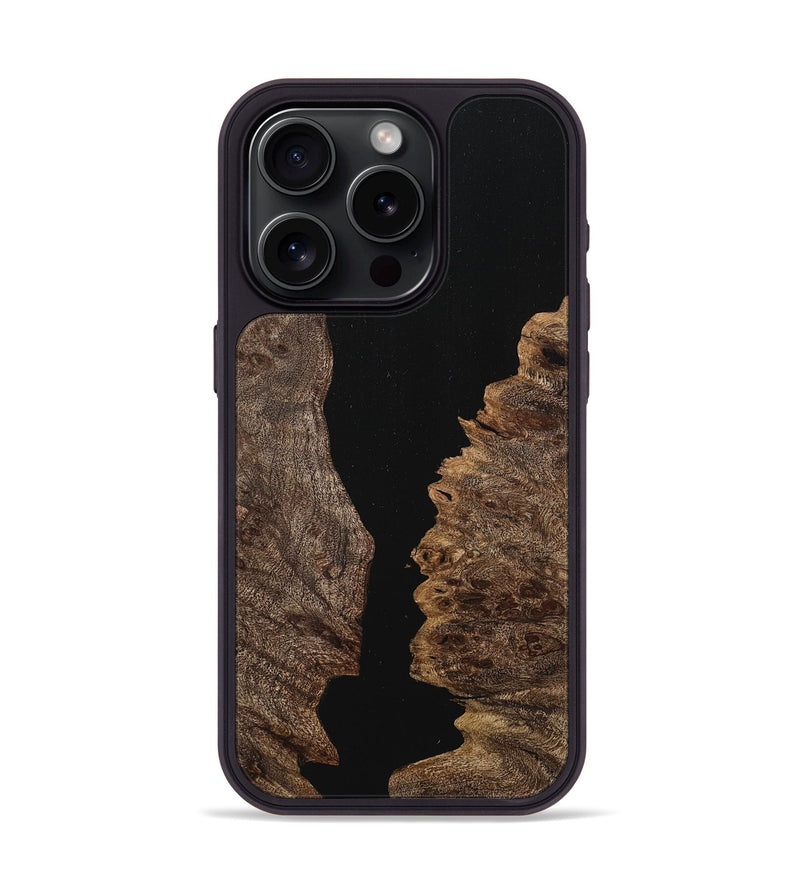 iPhone 15 Pro Wood+Resin Phone Case - Kayla (Pure Black, 710835)