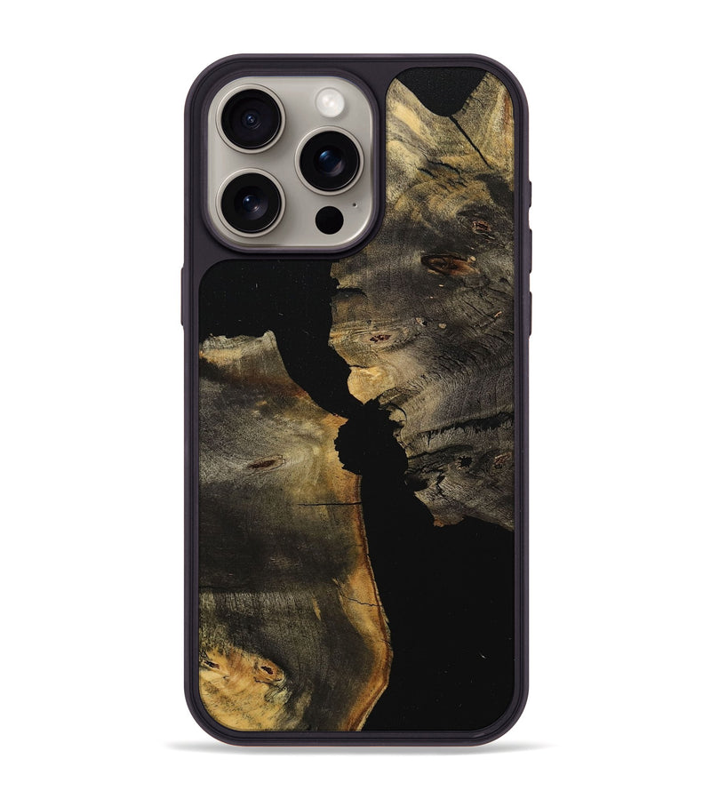 iPhone 15 Pro Max Wood+Resin Phone Case - Angelica (Pure Black, 710837)
