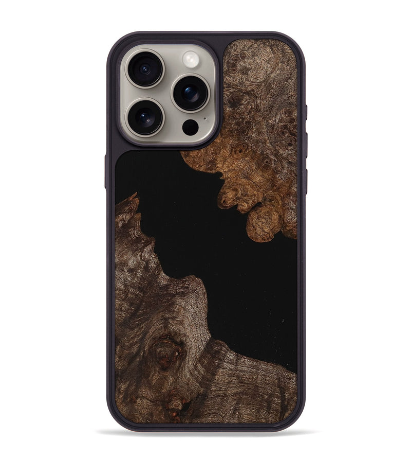 iPhone 15 Pro Max Wood+Resin Phone Case - Casey (Pure Black, 710838)